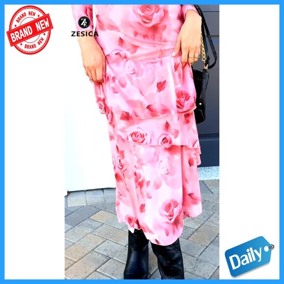 Floral Mermaid Maxi Dress Long Sleeve Mesh Bodycon Formal Wedding Guest - Picture 7 of 7